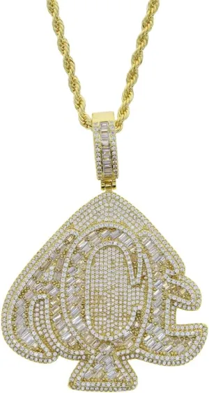 Hip Hop Ace Letter Peach Heart Shape Pendant Necklaces for Men Women