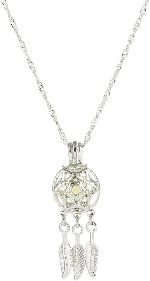 Hollow Luminescent Necklaces For Women Glow In The Dark Dream Catcher Pendant Statement Choker Fashion Jewelry VHM7127