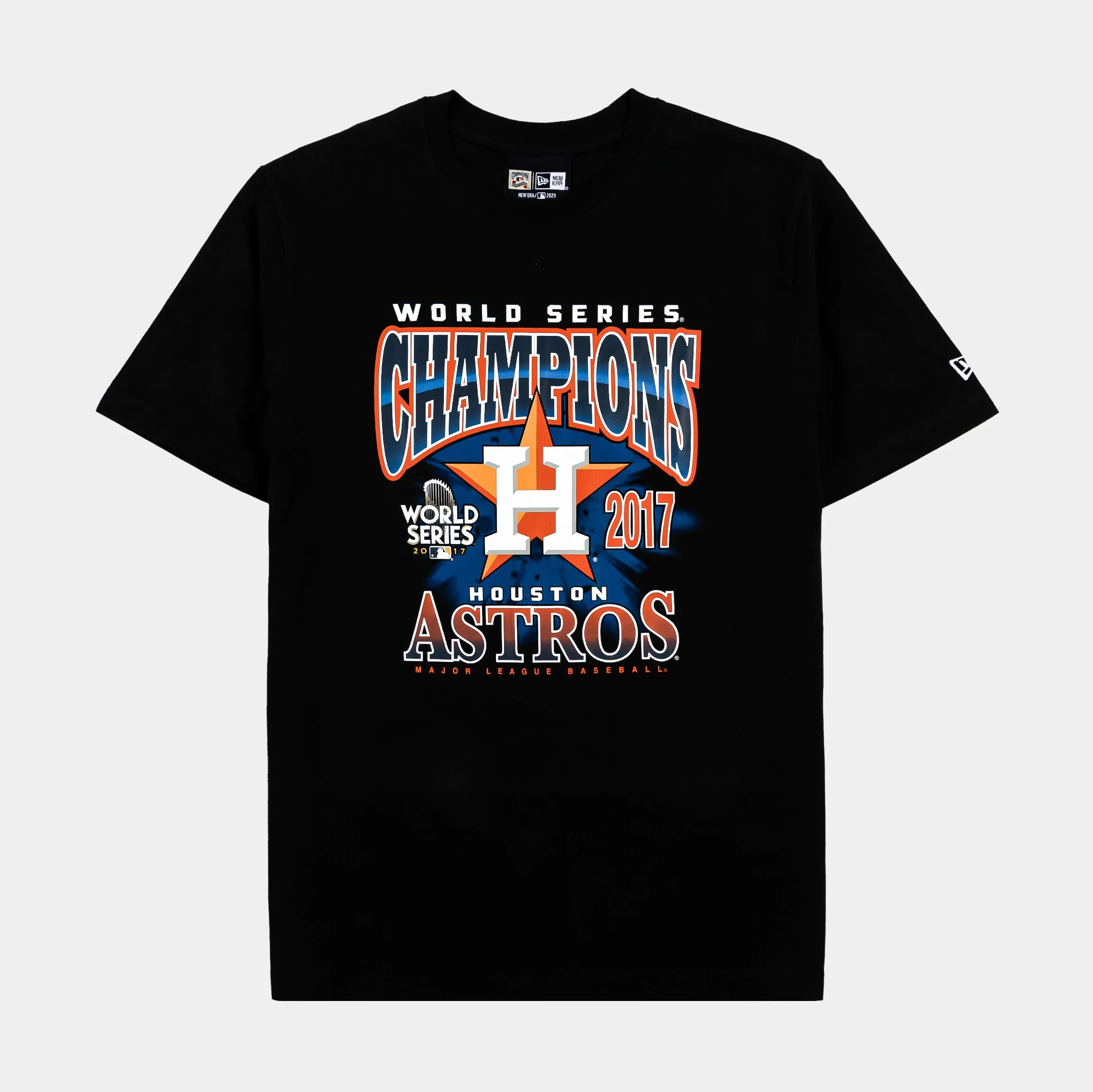 Houston Astros World Series Champions Mens Short Sleeve Shirt (Black/Orange)
