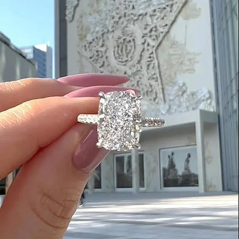 Htayekog 3.5 Carat Elongated Oval Cut Engagement Ring for Women Rectangular Thin Circle Exaggerated Super Sparkly Index Ring Gold Plated 925 Sterling Silver Simulated Diamond Promise Ring8