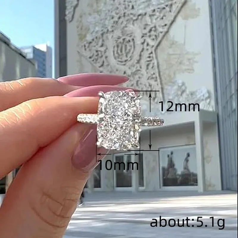 Htayekog 3.5 Carat Elongated Oval Cut Engagement Ring for Women Rectangular Thin Circle Exaggerated Super Sparkly Index Ring Gold Plated 925 Sterling Silver Simulated Diamond Promise Ring8