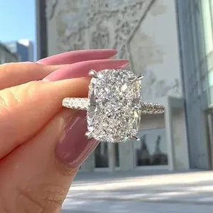Htayekog 3.5 Carat Elongated Oval Cut Engagement Ring for Women Rectangular Thin Circle Exaggerated Super Sparkly Index Ring Gold Plated 925 Sterling Silver Simulated Diamond Promise Ring8