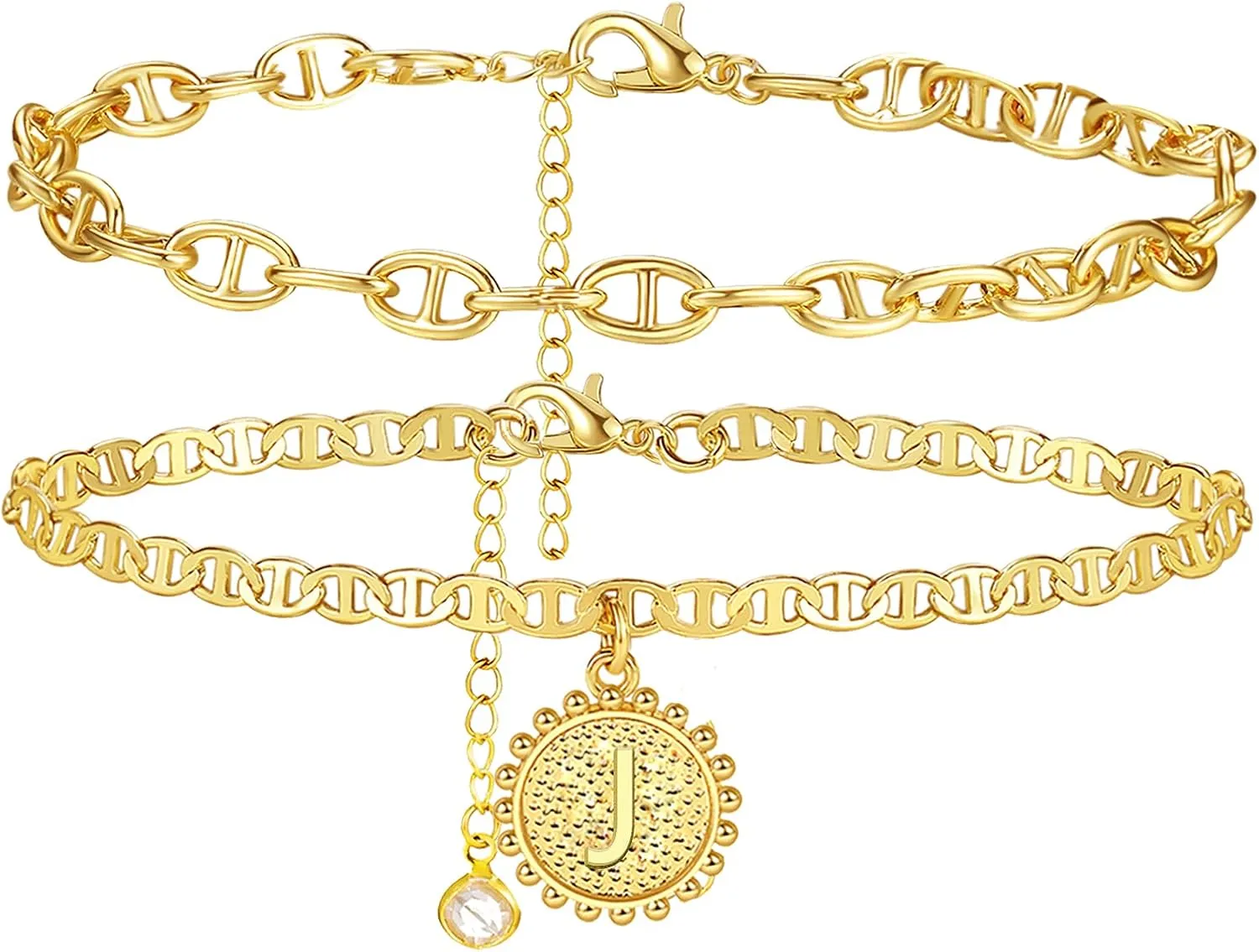 HUASAI Initial Ankle Bracelets for Women