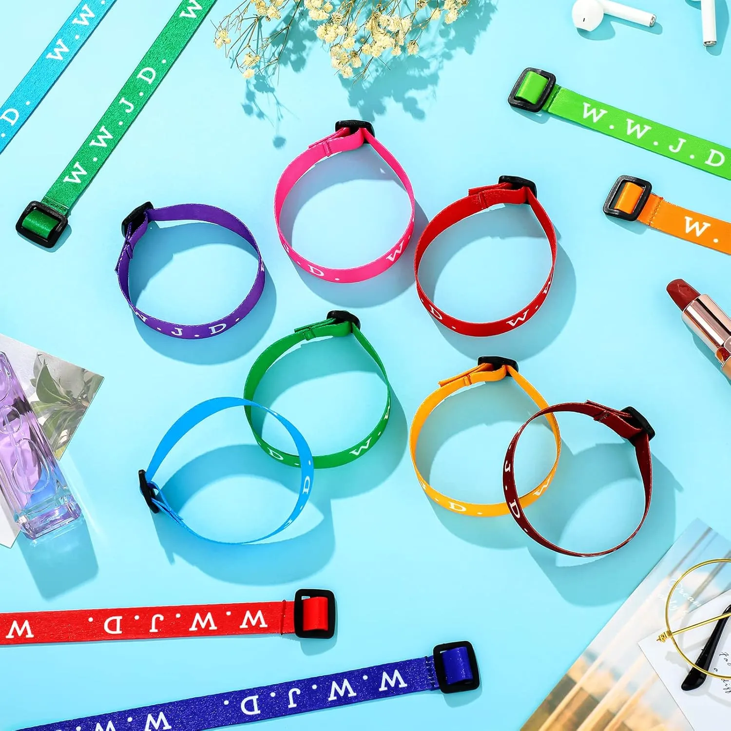 HyDren 100 Pieces Webbing Bracelets Christian What Would Jesus Do Bracelets Religious Charm or Men Women Boys and Girls