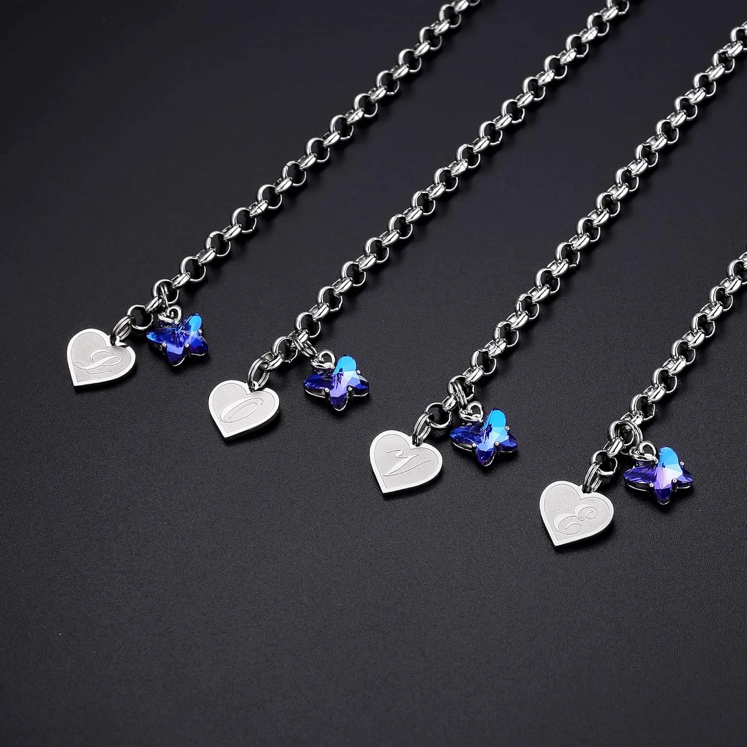 IEFWELL Initial Charm Bracelets for Girls - Crystal Butterfly Bracelets for Teen Girls Gifts Trendy Stuff Dainty Heart Initial Charm Bracelets for Girls Women Butterfly Gifts for Girls Jewelry