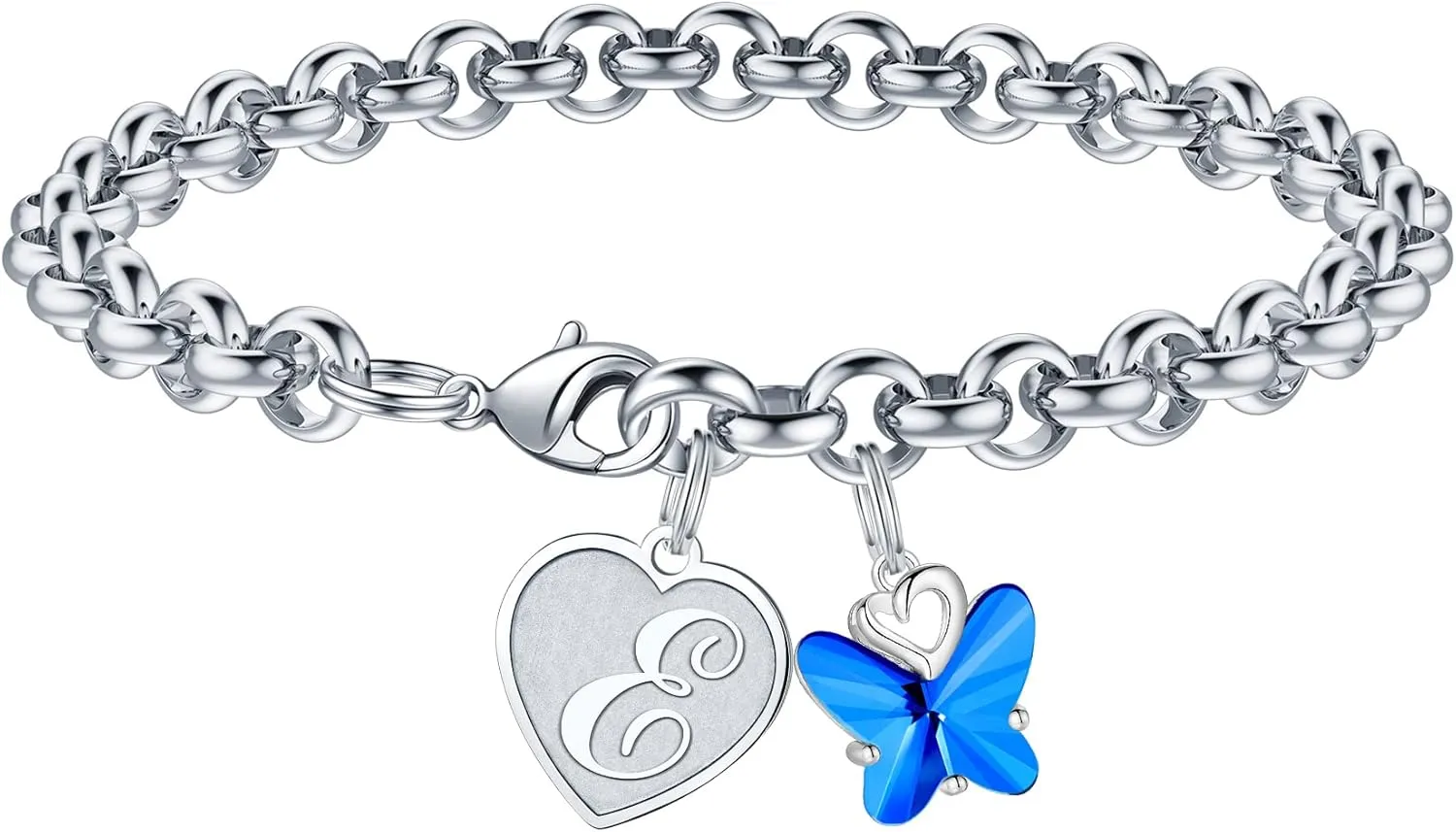 IEFWELL Initial Charm Bracelets for Girls - Crystal Butterfly Bracelets for Teen Girls Gifts Trendy Stuff Dainty Heart Initial Charm Bracelets for Girls Women Butterfly Gifts for Girls Jewelry