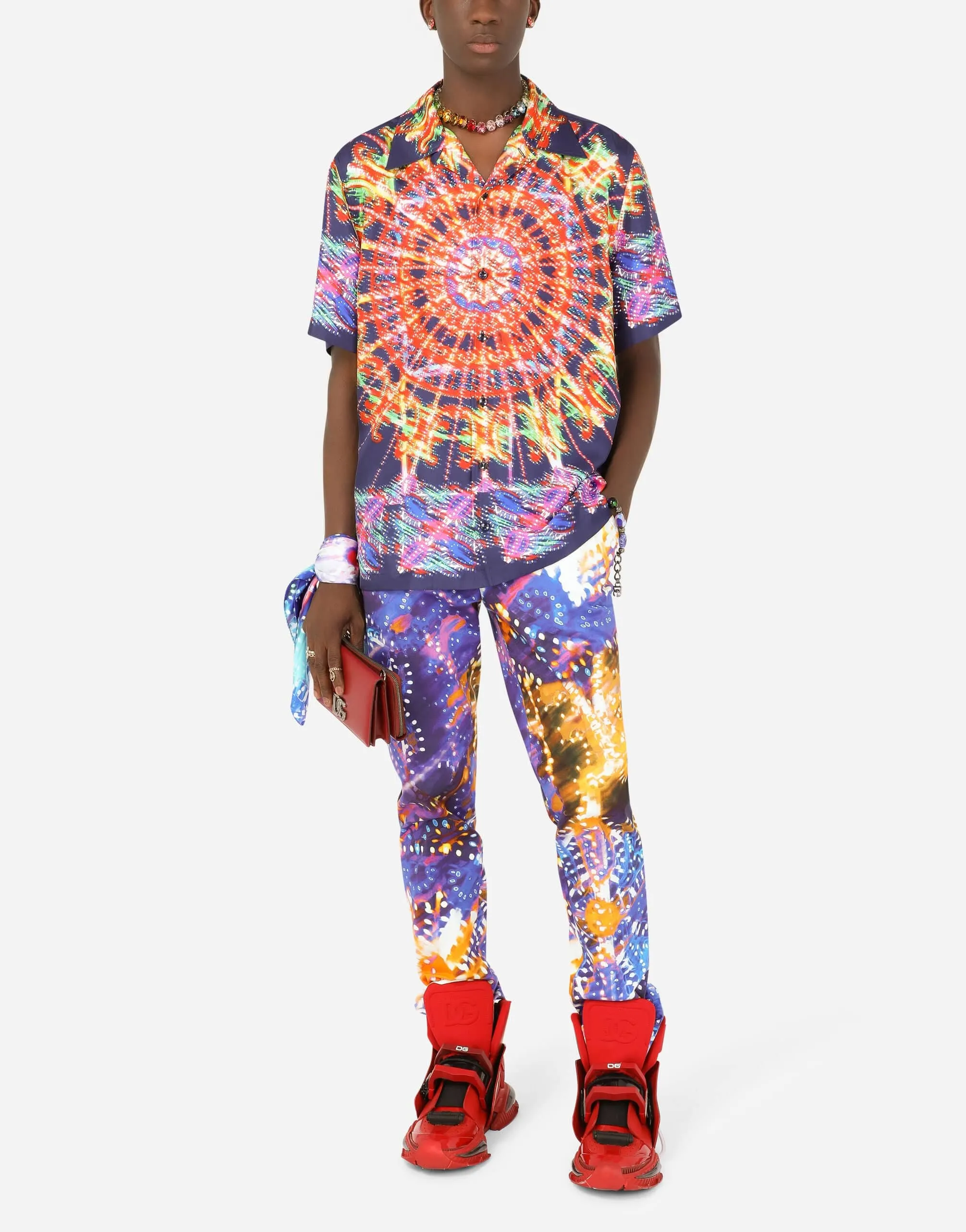 Illumination-Print Silk Hawaiian Shirt