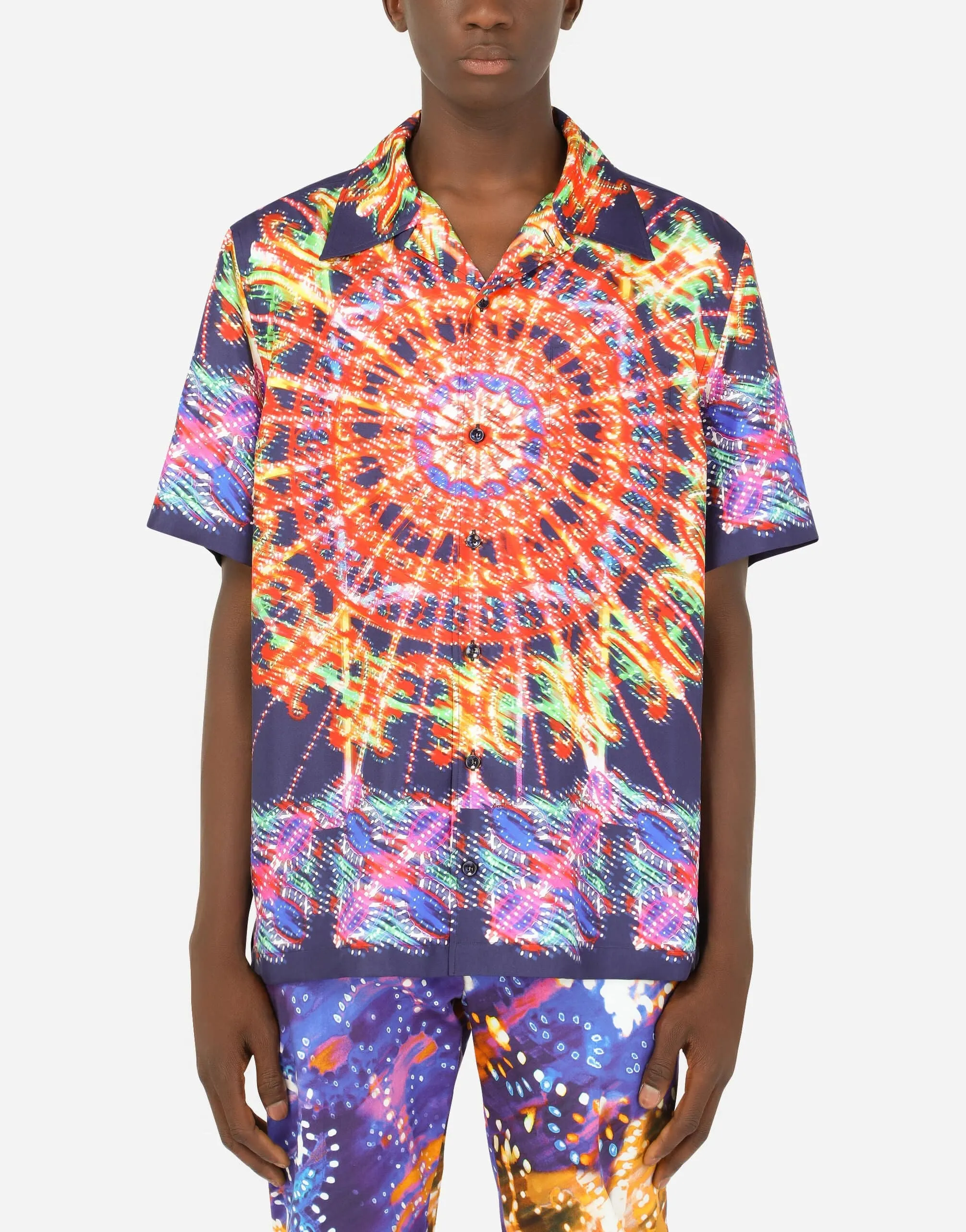 Illumination-Print Silk Hawaiian Shirt