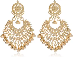 Indian Earrings for Women Jhumka Jhumki Earrings Gold Boho Dangle Earrings Vintage Beaded Tassel Earrings Indian Jewelry for Women