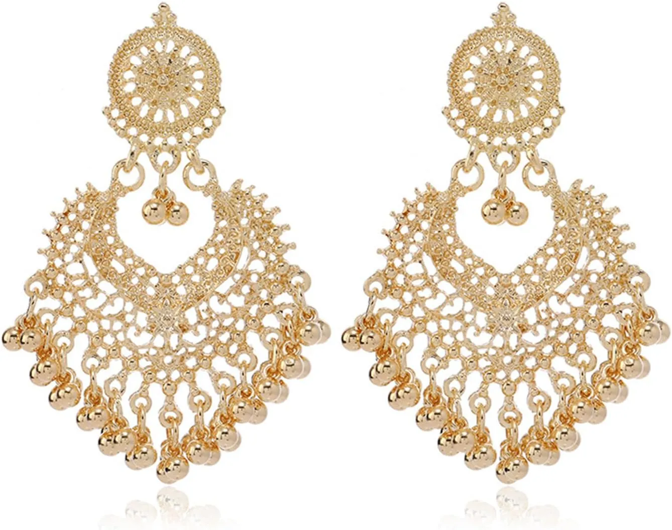 Indian Earrings for Women Jhumka Jhumki Earrings Gold Boho Dangle Earrings Vintage Beaded Tassel Earrings Indian Jewelry for Women