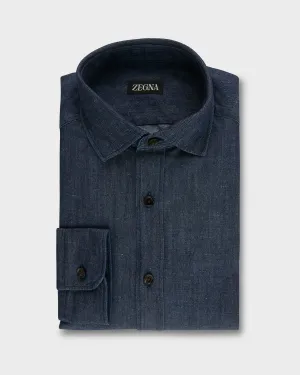 Indigo Blue Cotton Denim Shirt