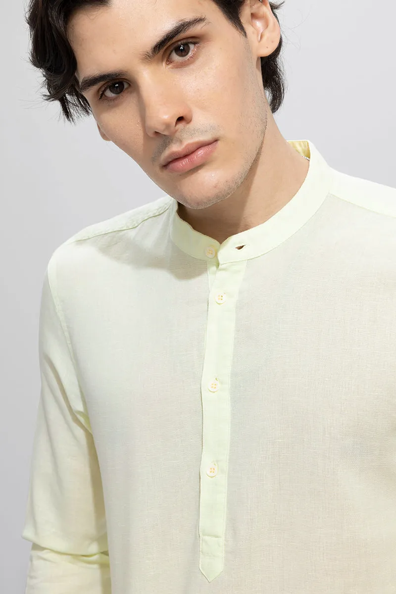 Indo Light Yellow Linen Kurta