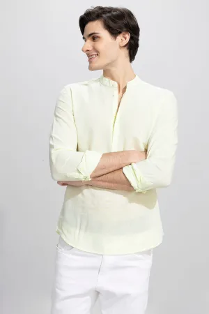 Indo Light Yellow Linen Kurta