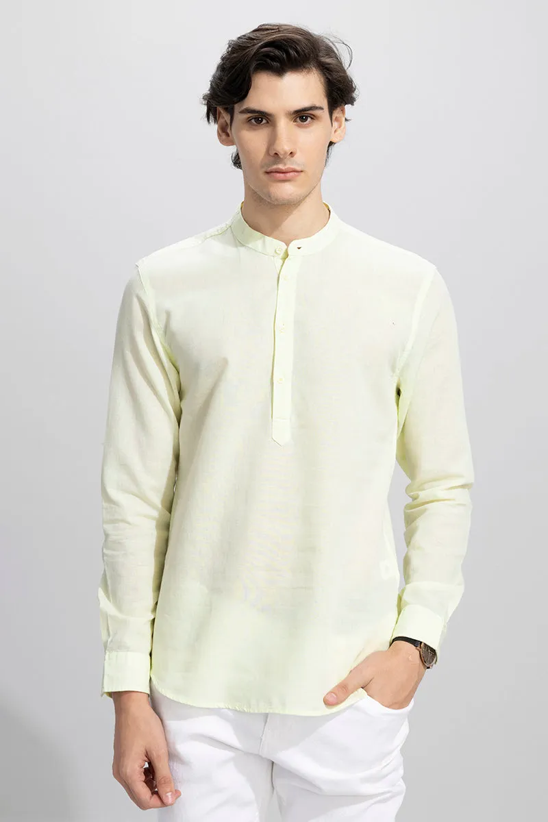 Indo Light Yellow Linen Kurta