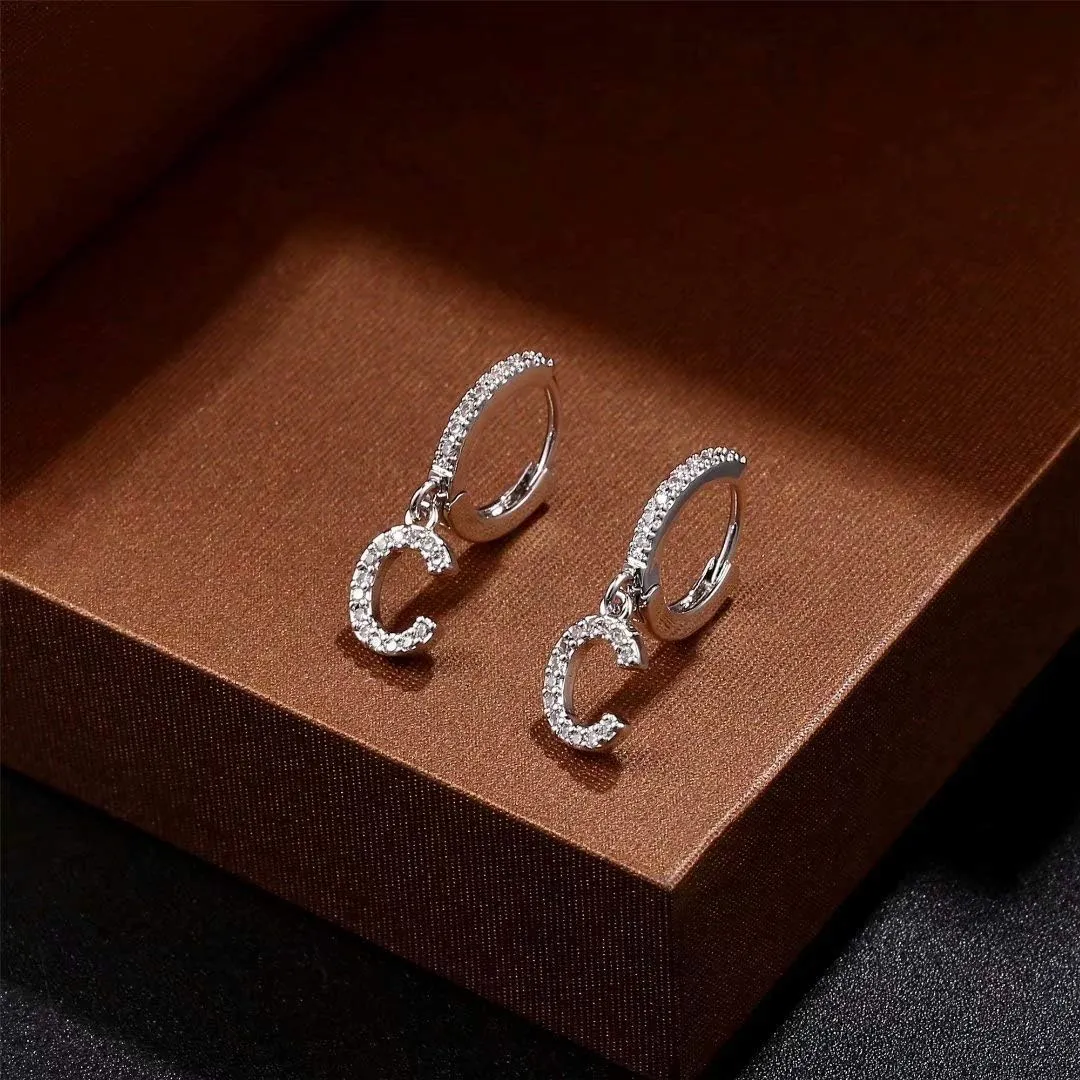 Initial Earrings for Women, 925 Sterling Silver Post Hypoallergenic Small Huggie Hoop Earrings Gold Plated Cubic Zirconia Initial Earrings Jewelry