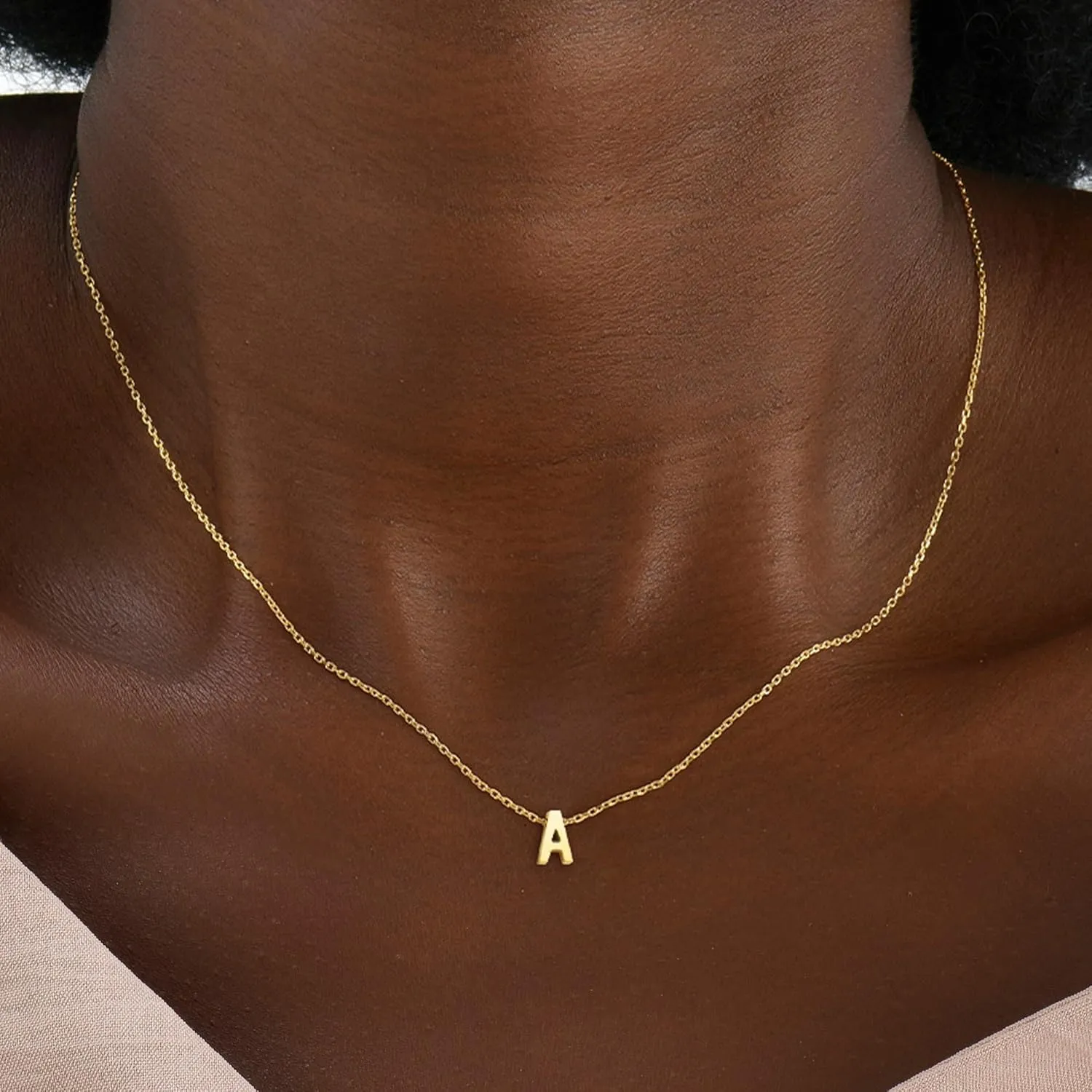 Initial Necklace for Women - 18K Gold Plated Initial Necklace Dainty Initial Letter Monogram Name Necklace for Women