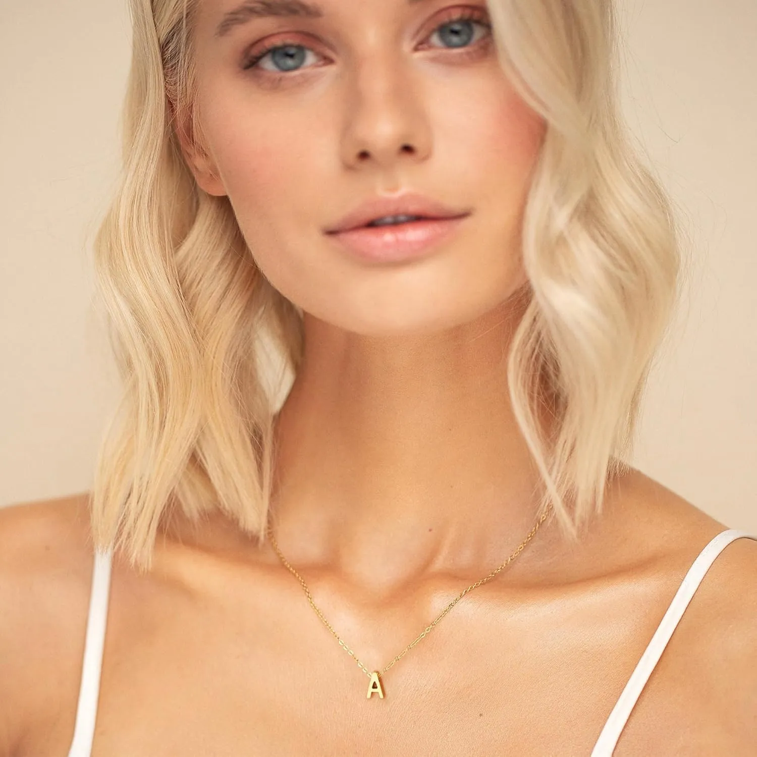 Initial Necklace for Women - 18K Gold Plated Initial Necklace Dainty Initial Letter Monogram Name Necklace for Women