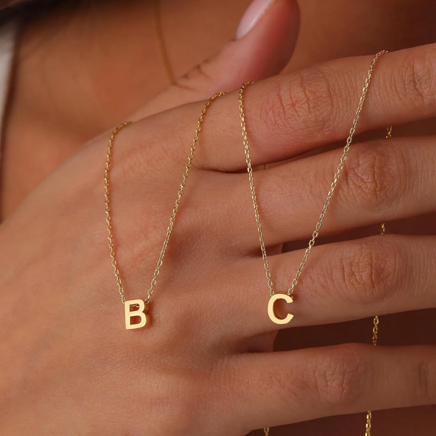 Initial Necklace for Women - 18K Gold Plated Initial Necklace Dainty Initial Letter Monogram Name Necklace for Women