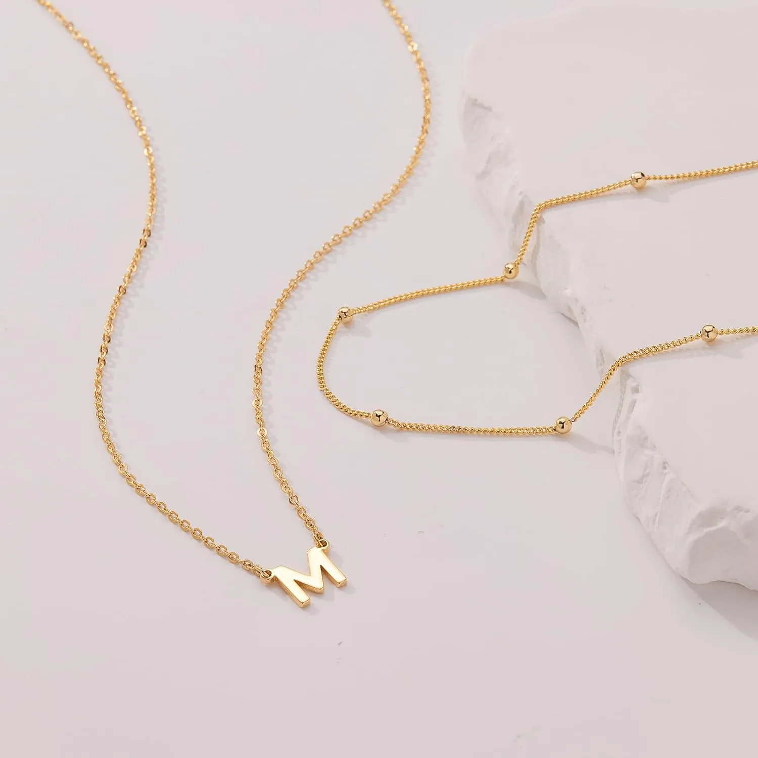 Initial Necklaces for Women 14K Gold Silver Plated Letter Jewelry Non Tarnish Layered Dainty Cute A-Z Pendant Choker Necklace Waterproof Trendy Name Necklace Personalized Jewelry Gift for Women