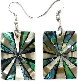 Iridescent Paua Abalone Shell Earrings, Natural Mother of Pearl Earrings for Women, Handmade Dangle Drop Abalone Earrings, Seashell Earrings Fashion Jewelry GA187