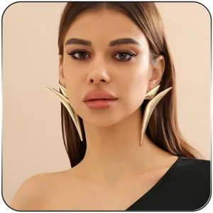 Irregular WaterDrop Earrings, Melted Liquid Asymmetrical Stainless Steel Drop Earrings Vintage Exaggerated Embrace Minimalist Earrings Gold Statement Earrings for Women