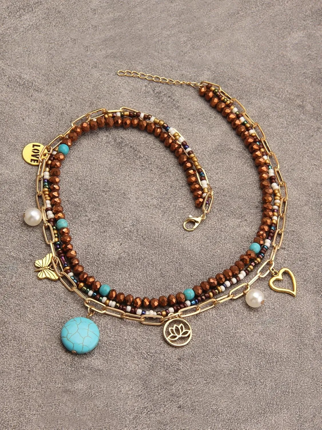 Jeilwiy Leather Necklace For Women Funky Necklace Choker String Cord Necklace with Pendant Boho Style Jewelry