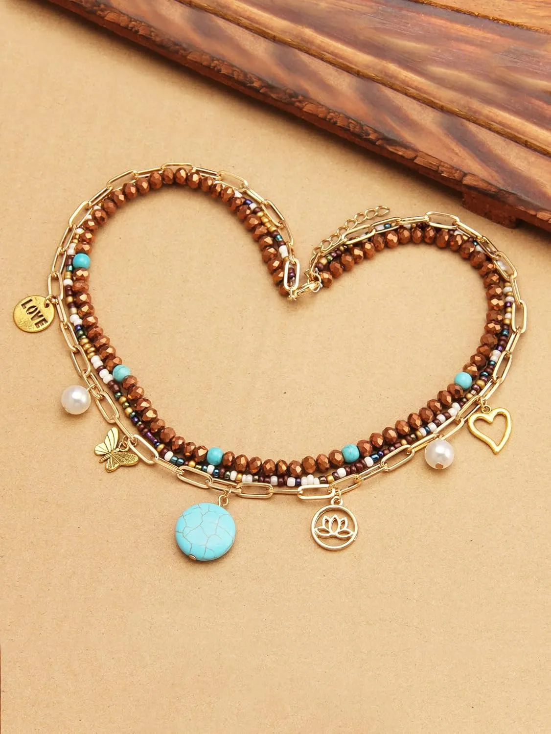 Jeilwiy Leather Necklace For Women Funky Necklace Choker String Cord Necklace with Pendant Boho Style Jewelry