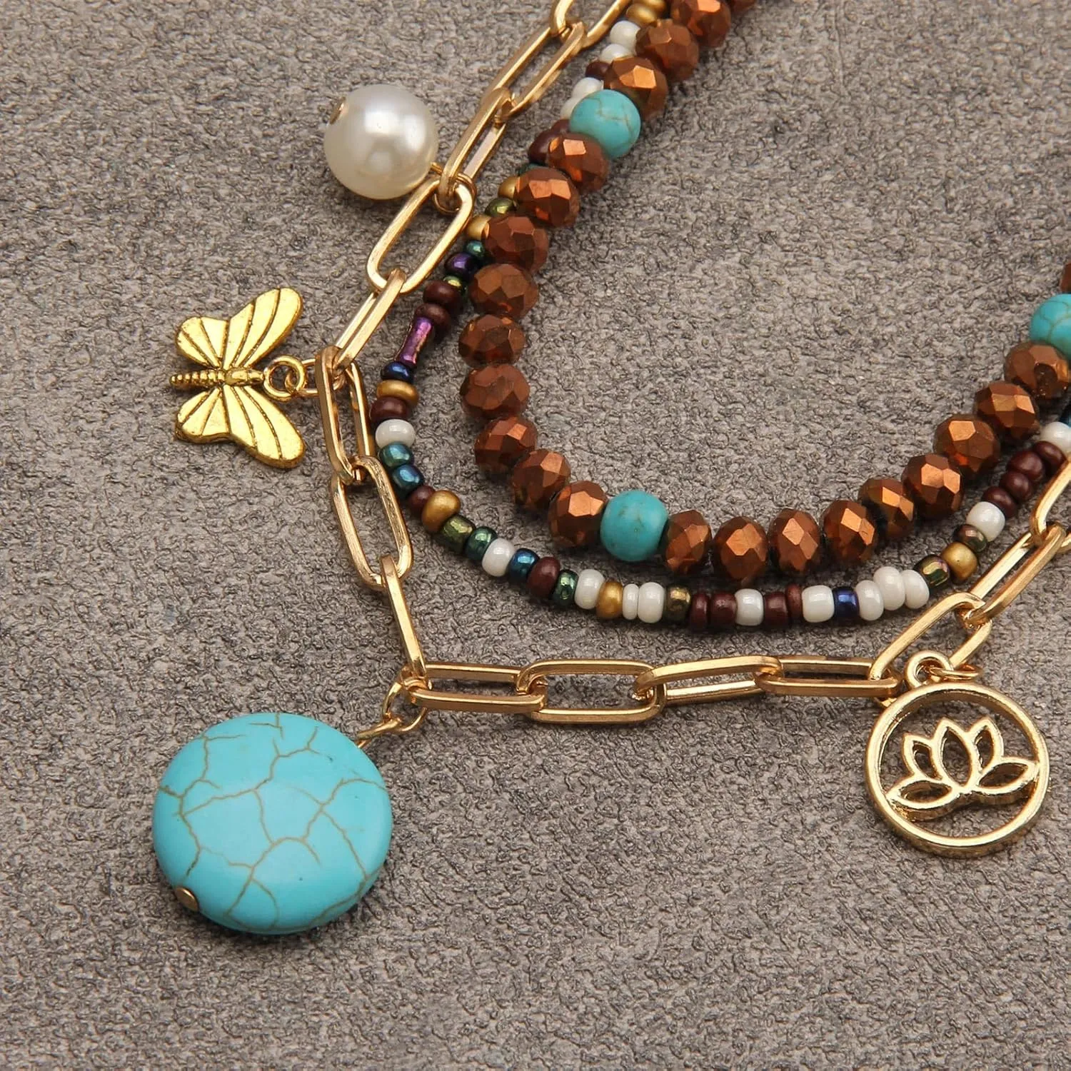 Jeilwiy Leather Necklace For Women Funky Necklace Choker String Cord Necklace with Pendant Boho Style Jewelry