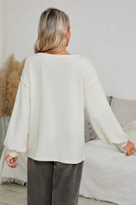 Jenny Seam Patchwork Drop Sleeve Top