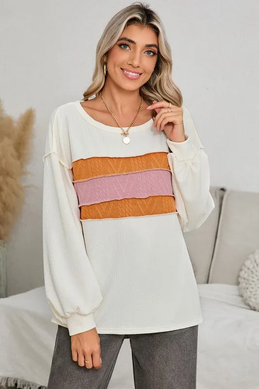 Jenny Seam Patchwork Drop Sleeve Top