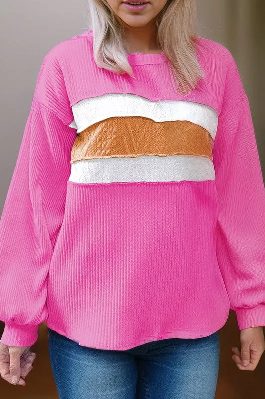 Jenny Seam Patchwork Drop Sleeve Top