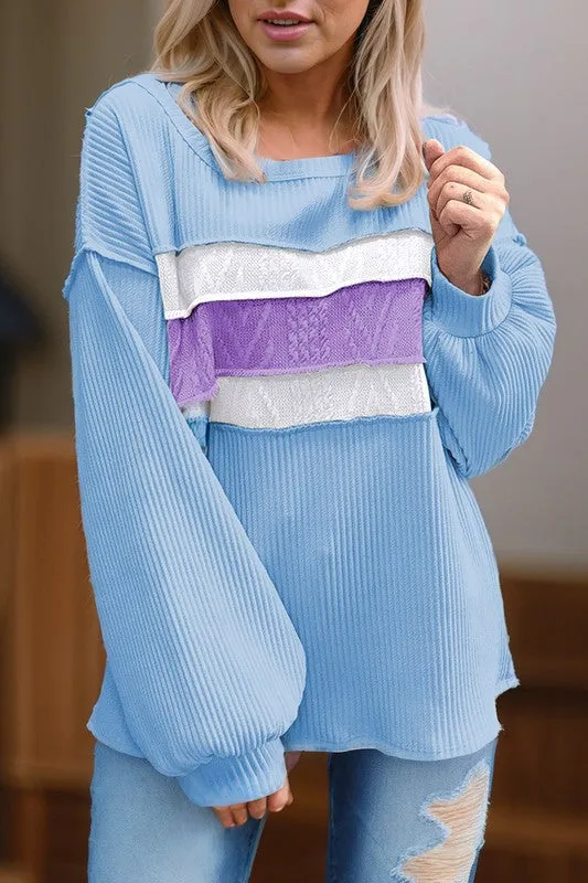 Jenny Seam Patchwork Drop Sleeve Top
