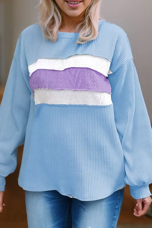 Jenny Seam Patchwork Drop Sleeve Top