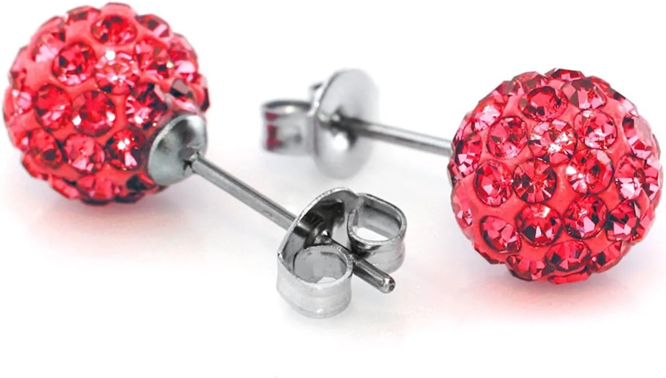 JewelrieShop Rhinestones Crystal Ball Stud Earrings Set Fireball Disco Ball Pave Bead Earrings Hypoallergenic for Women