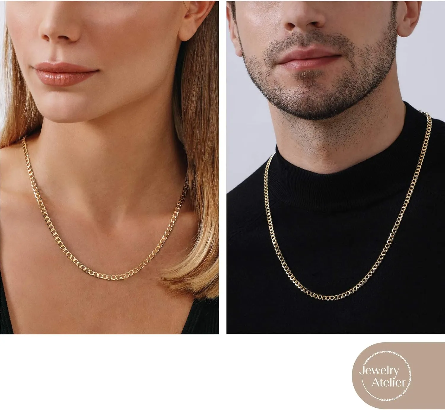 Jewelry Atelier Gold Chain Necklace Collection - 14K Solid Yellow Gold Filled Miami Cuban Curb Link Chain Necklaces for Women and Men with Different Sizes (2.7mm, 3.6mm, 4.5mm, or 5.5mm)