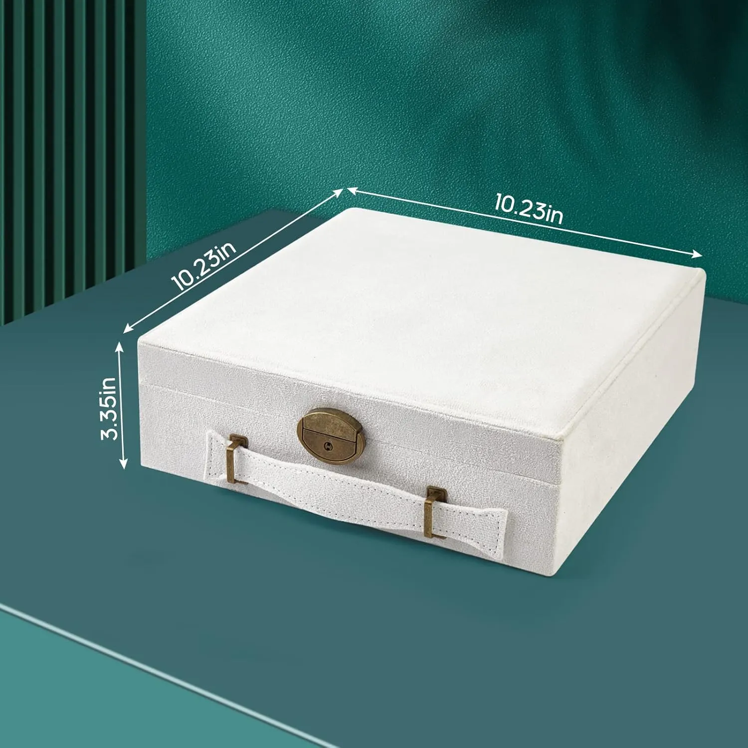 Jewelry box, 2 Layers, Jewelry Storage and Display Box, Large Capacity Double Row Necklace Storage,with Handle, with Lock,Gift for Your Loved Ones, Snow White