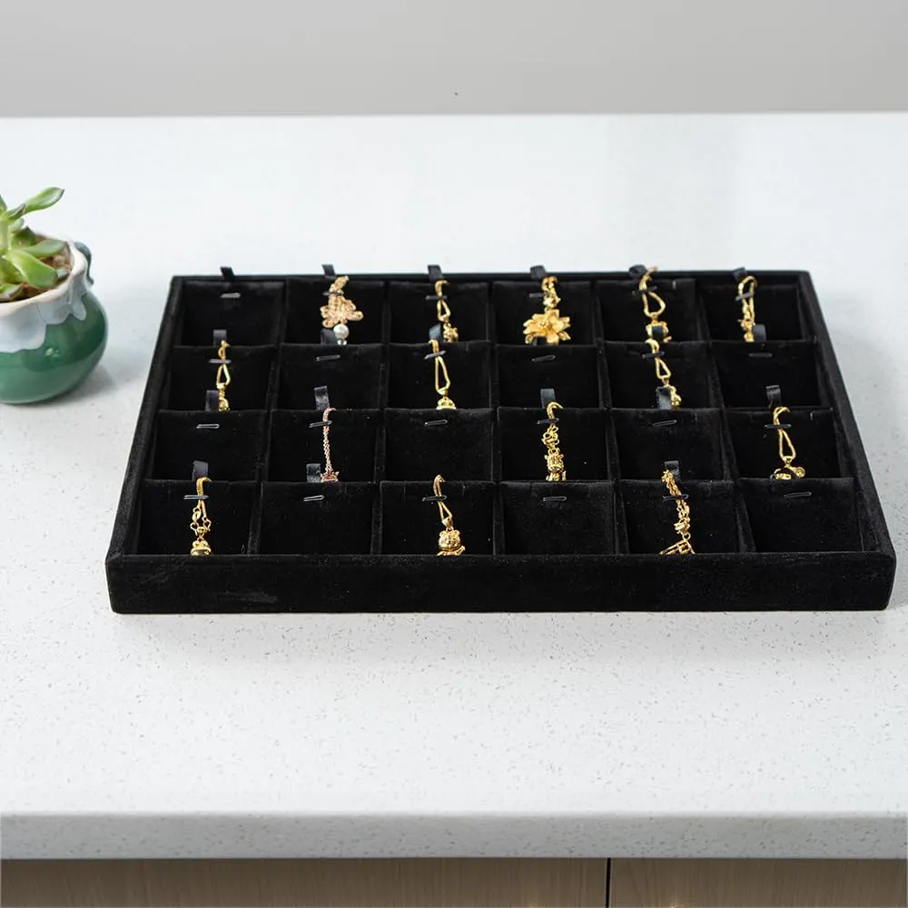 Jewelry Tray Necklace Organizer Box Necklace display Case for storage Jewelry Necklaces display 24 Slot Pendant Holder for Women (Black)