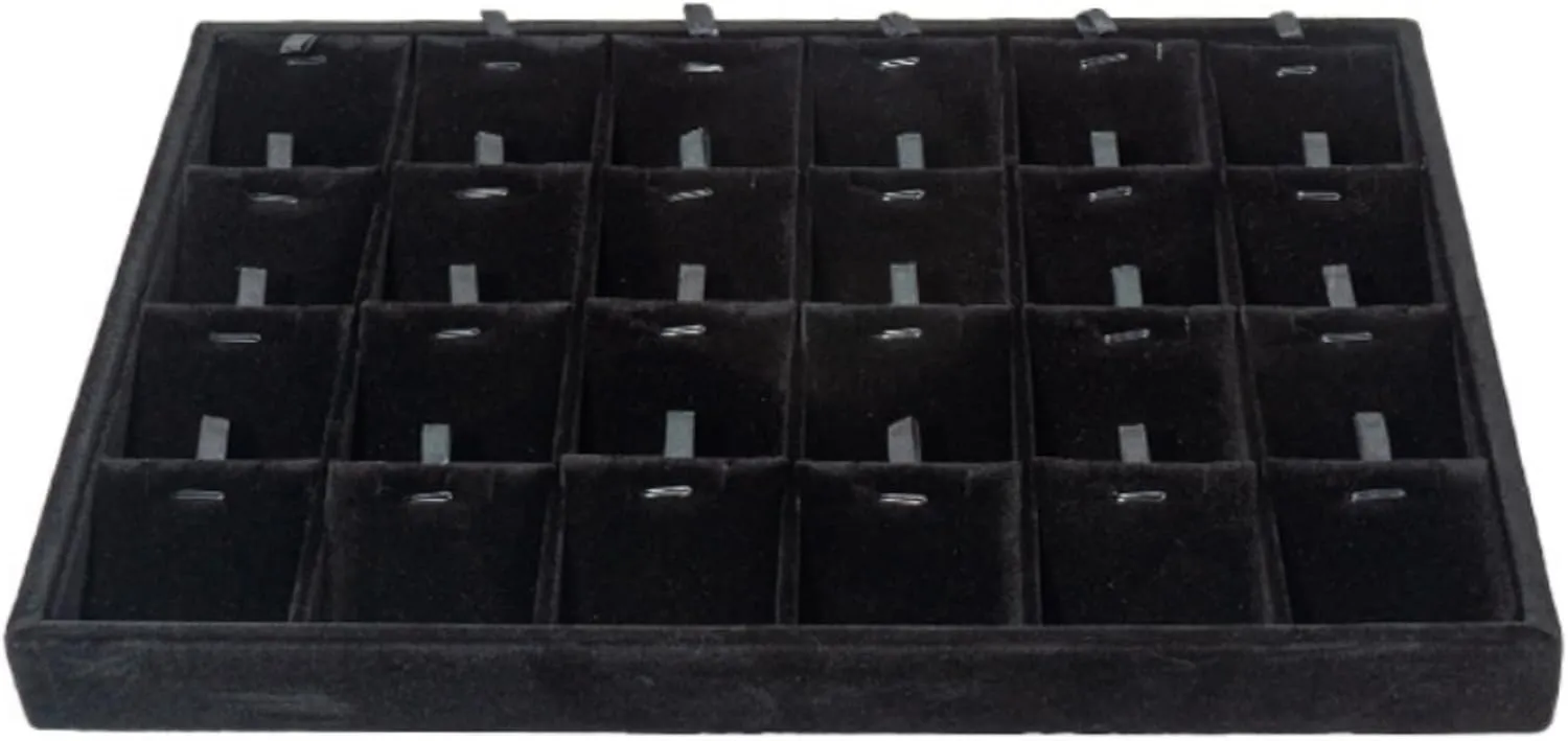 Jewelry Tray Necklace Organizer Box Necklace display Case for storage Jewelry Necklaces display 24 Slot Pendant Holder for Women (Black)