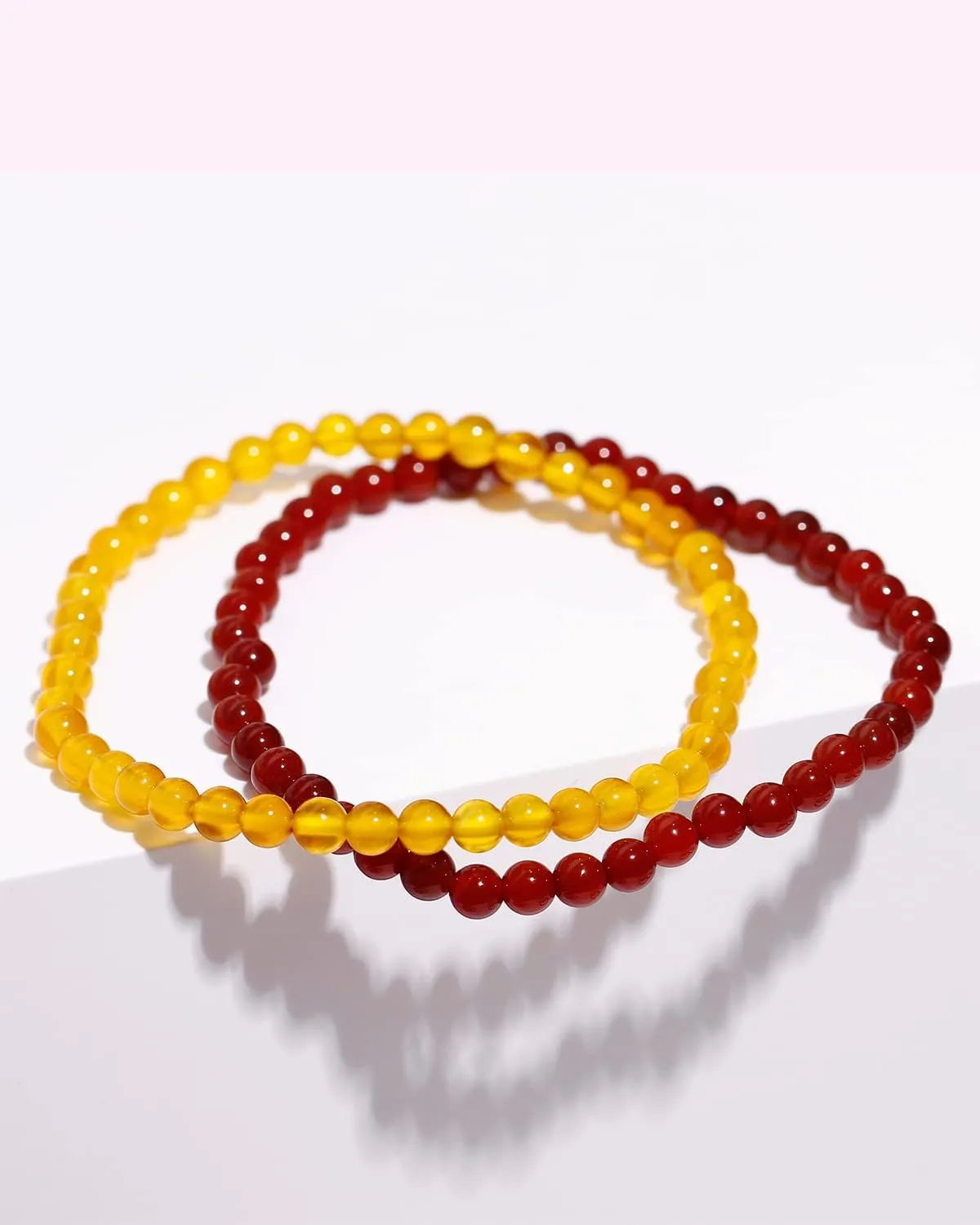 Jewever 2Pcs Genuine Semi Gems Friendship Beaded Bracelets for Women Crystals and Gemstones Stretch Healing Bracelets Beads 4mm