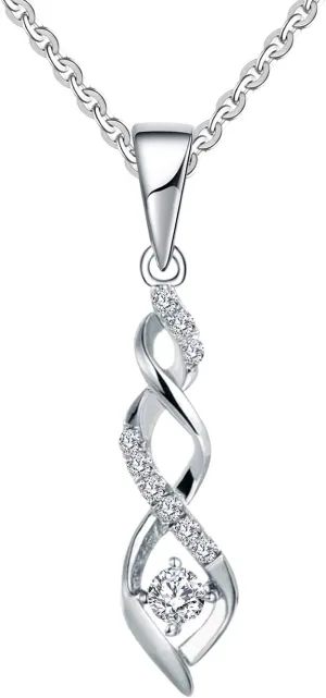 JO WISDOM 925 Sterling Silver Infinity Heart Pendant Necklaces with AAA Cubic Zirconia
