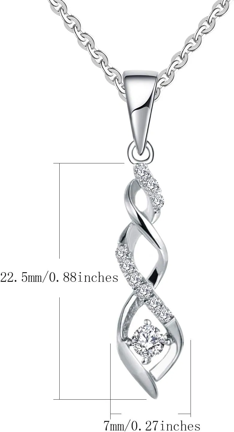 JO WISDOM 925 Sterling Silver Infinity Heart Pendant Necklaces with AAA Cubic Zirconia