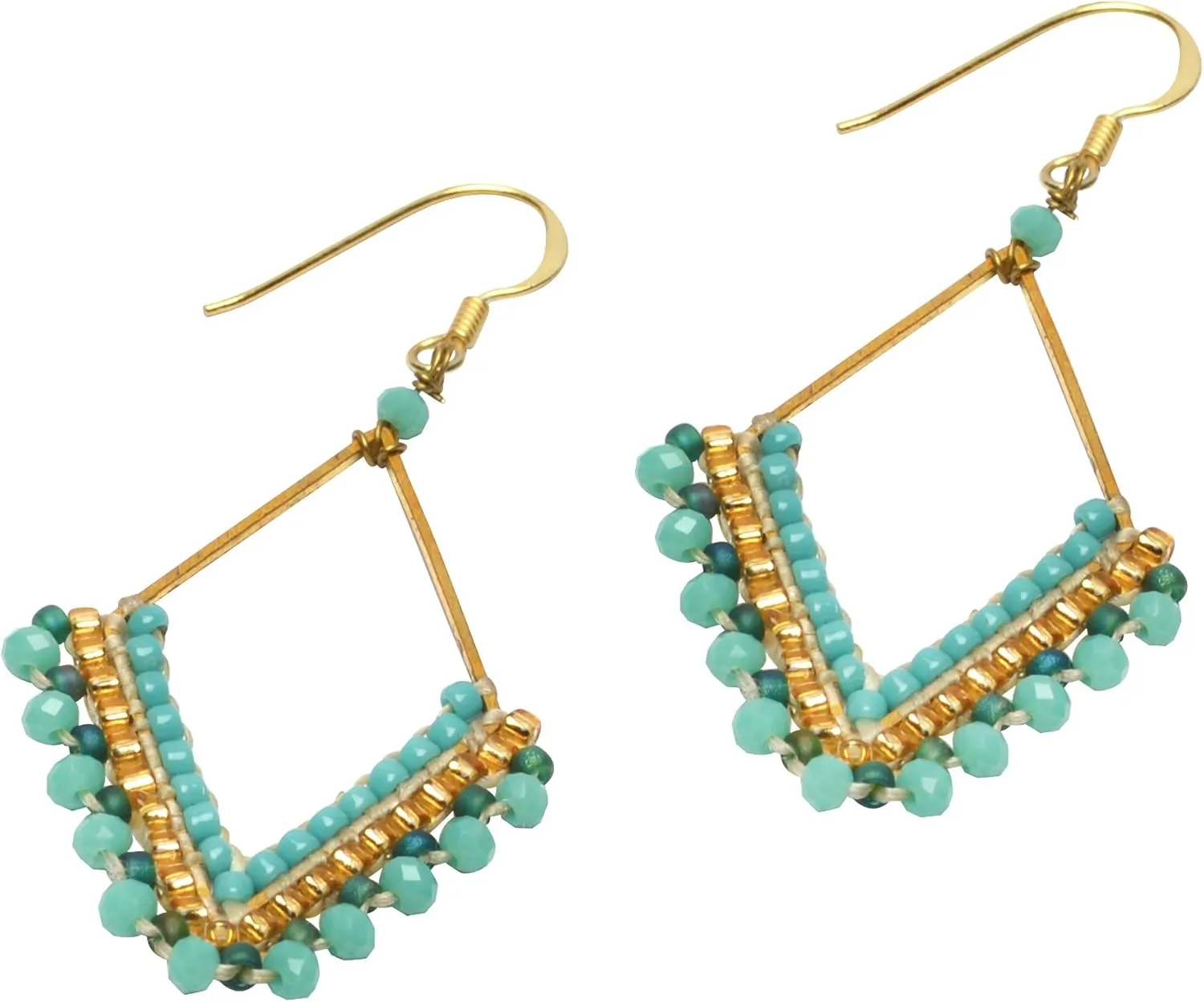 Joob Joob Boho Earrings for Women - Silver Dangly Earrings - Womens Handmade Beaded Jewelry