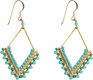 Joob Joob Boho Earrings for Women - Silver Dangly Earrings - Womens Handmade Beaded Jewelry