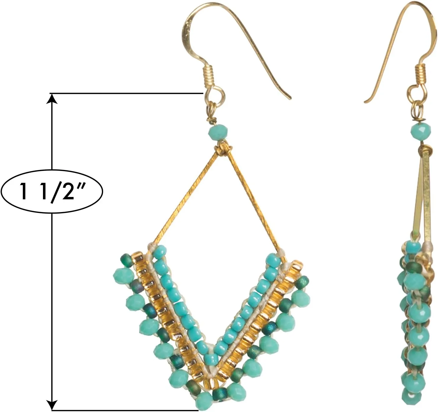 Joob Joob Boho Earrings for Women - Silver Dangly Earrings - Womens Handmade Beaded Jewelry