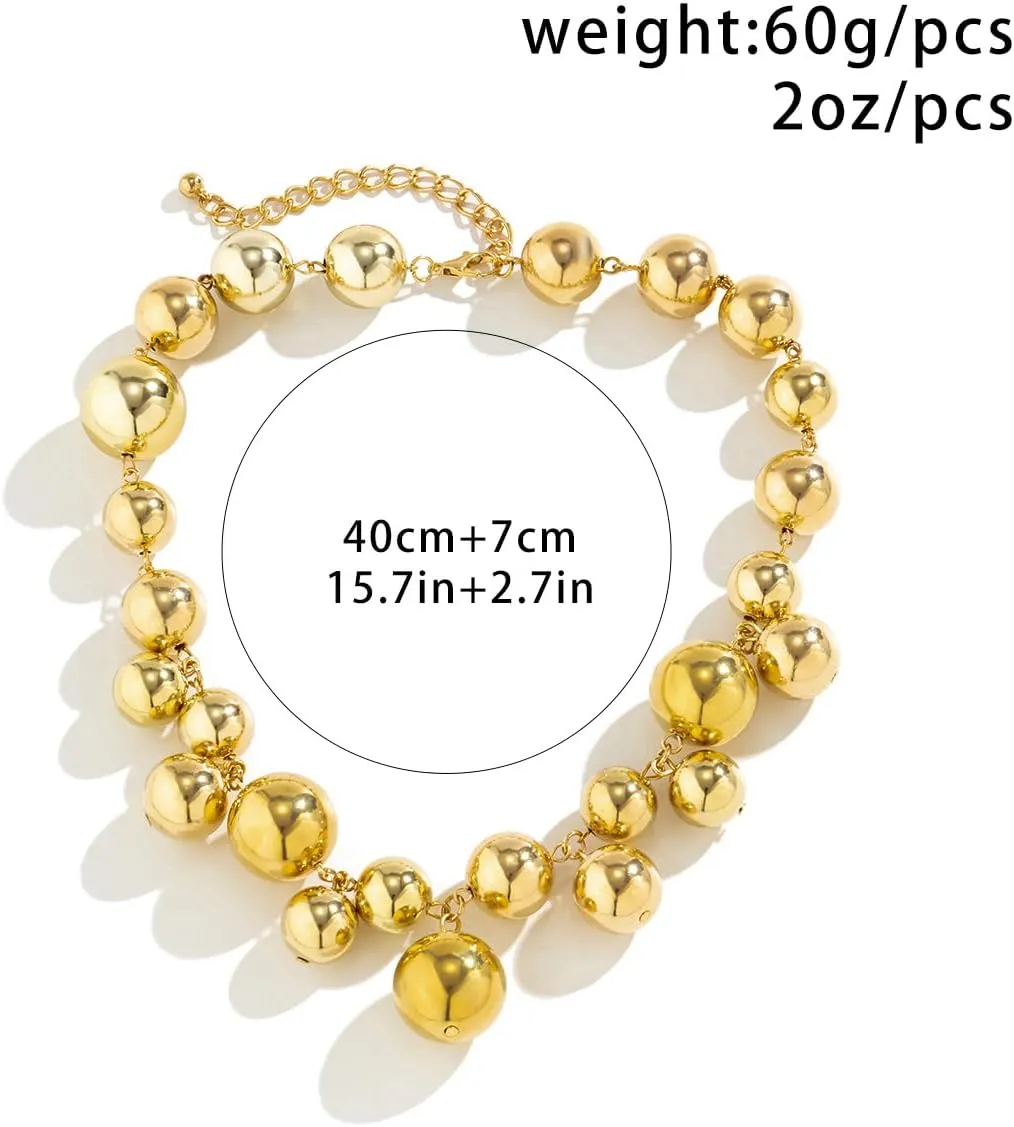 Jovono Chunky Beaded Choker Necklaces 1920s Pearl Necklace Chunky Beads Necklace Accessories for Women