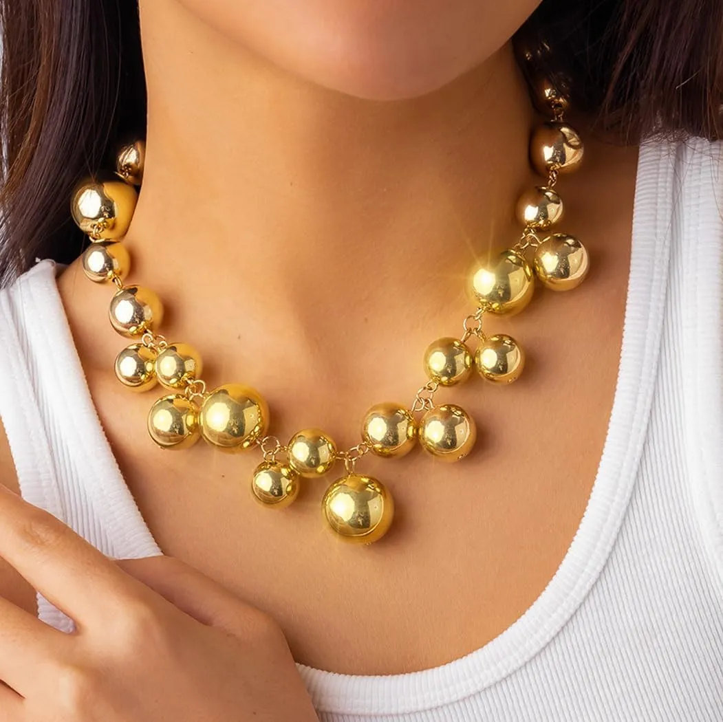 Jovono Chunky Beaded Choker Necklaces 1920s Pearl Necklace Chunky Beads Necklace Accessories for Women