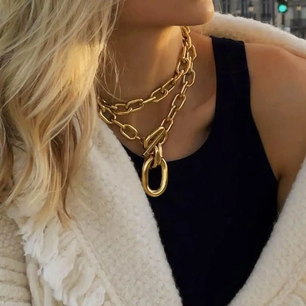 Jovono Chunky Choker Necklaces Thick Layered Necklace Chain Punk Accessories for Women
