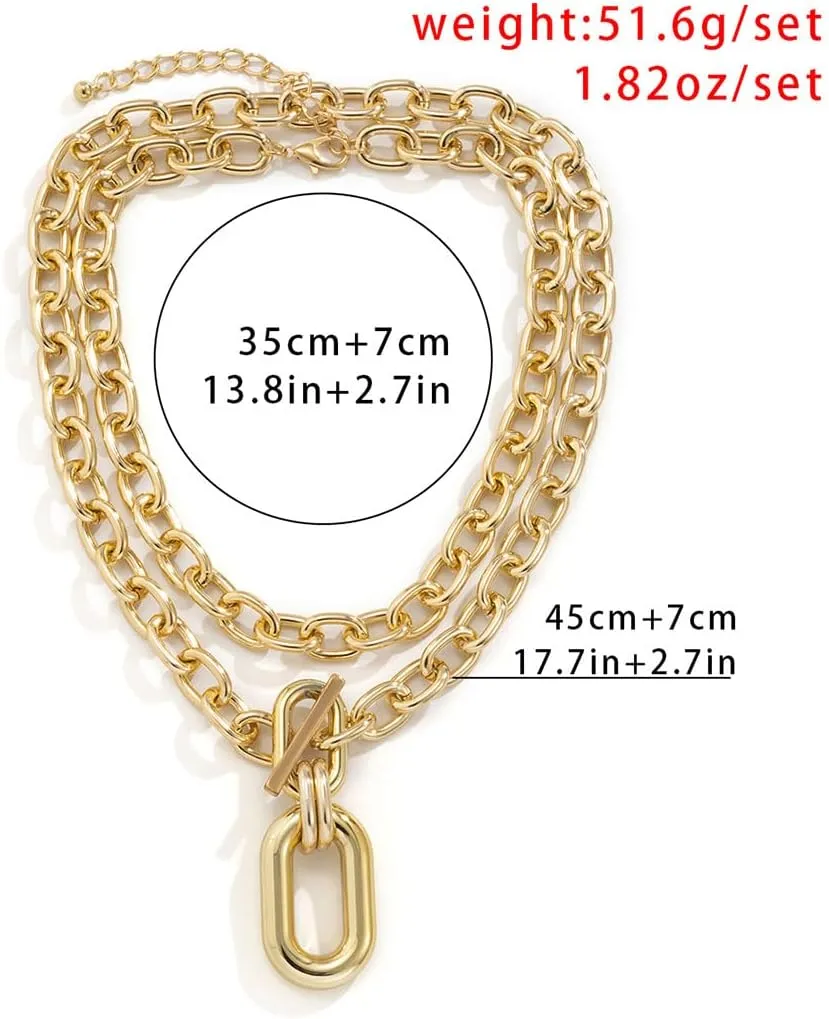 Jovono Chunky Choker Necklaces Thick Layered Necklace Chain Punk Accessories for Women