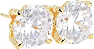 JTV 18k Yellow Gold Over Sterling Silver Cubic Zirconia Stud Earrings - 18k Gold Earrings - CZ Earrings for Women - Gold Studs for Women - Trendy Earrings for Women - Faux Diamond Earrings - 7.76ctw