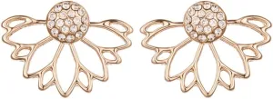 Jumwrit Lotus Flower Ear Jacket Earrings Hollow Lotus Rhinestone Stud Earrings Front Back Ear CuffsGold